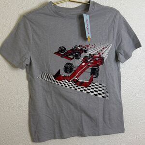 Cat & Jack Light Gray car racing T-Shirt- boy large